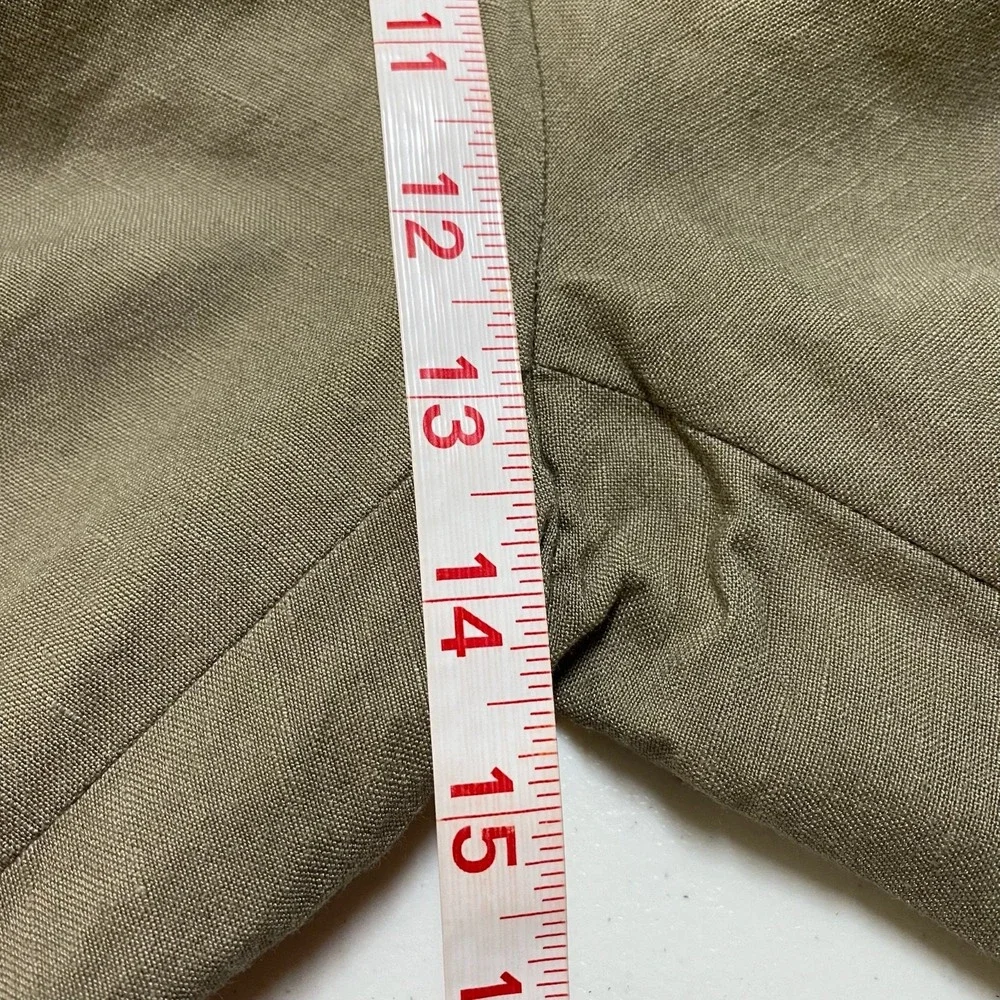 Vtg Perry Ellis Trousers Mens 34x25 Linen Blend Pleated Cuffed Khaki Coastal